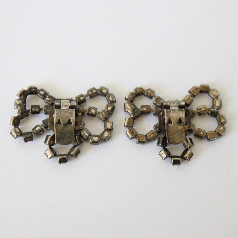 "French Bows" Vintage 1930's French Rhinestone Bow Shoe Clips