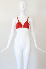 "En Rouge" Vintage 1930's Red Lace & Rayon Bra Size 32 A