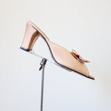 "Satin Slippers" Vintage 1940's Champagne Pink Satin Peep Toe Mules UK 4 US 6 EU 37