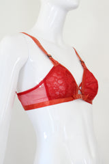 "En Rouge" Vintage 1930's Red Lace & Rayon Bra Size 32 A