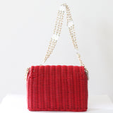 "Lucite & Basket" Vintage 1950's Red Basket & Lucite Chain Shoulder Bag