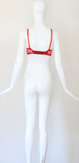 "En Rouge" Vintage 1930's Red Lace & Rayon Bra Size 32 A