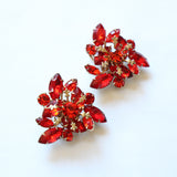 "True Red Rhinestones" Vintage 1950's True Red Rhinestone Earrings