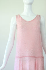 "French Cotton & Beads" Vintage 1920's French Glass Beaded Dress UK 8-10 US 4-6