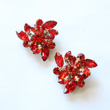"True Red Rhinestones" Vintage 1950's True Red Rhinestone Earrings