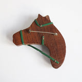 "The Winner"  Vintage 1940's Carved Wooden Horse Brooch