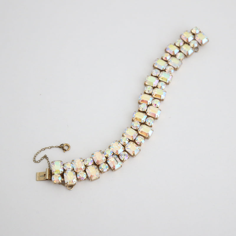 "Iridescent Sparkle" Vintage 1950's Iridescent Rhinestone Bracelet