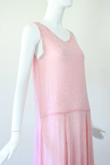 "French Cotton & Beads" Vintage 1920's French Glass Beaded Dress UK 8-10 US 4-6