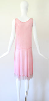 "French Cotton & Beads" Vintage 1920's French Glass Beaded Dress UK 8-10 US 4-6
