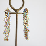 "Cascading Rhinestones" Vintage 1950's Iridescent Rhinestone Chandelier Earrings