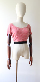 "French Rose Beadwork" Vintage 1930's French Rose Pink Silk & Beaded Blouse UK 6 US 2