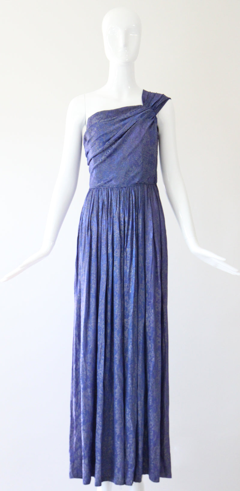 "Midnight Lamé" Vintage 1930's Midnight Blue Silk Lamé Evening Gown UK 8 US 4
