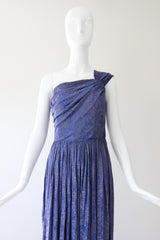 "Midnight Lamé" Vintage 1930's Midnight Blue Silk Lamé Evening Gown UK 8 US 4
