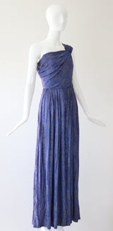 "Midnight Lamé" Vintage 1930's Midnight Blue Silk Lamé Evening Gown UK 8 US 4