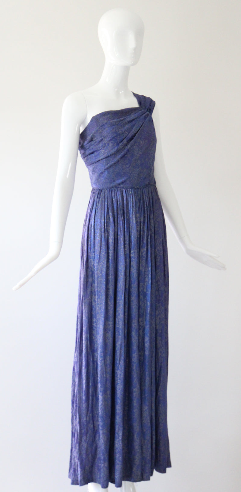 "Midnight Lamé" Vintage 1930's Midnight Blue Silk Lamé Evening Gown UK 8 US 4