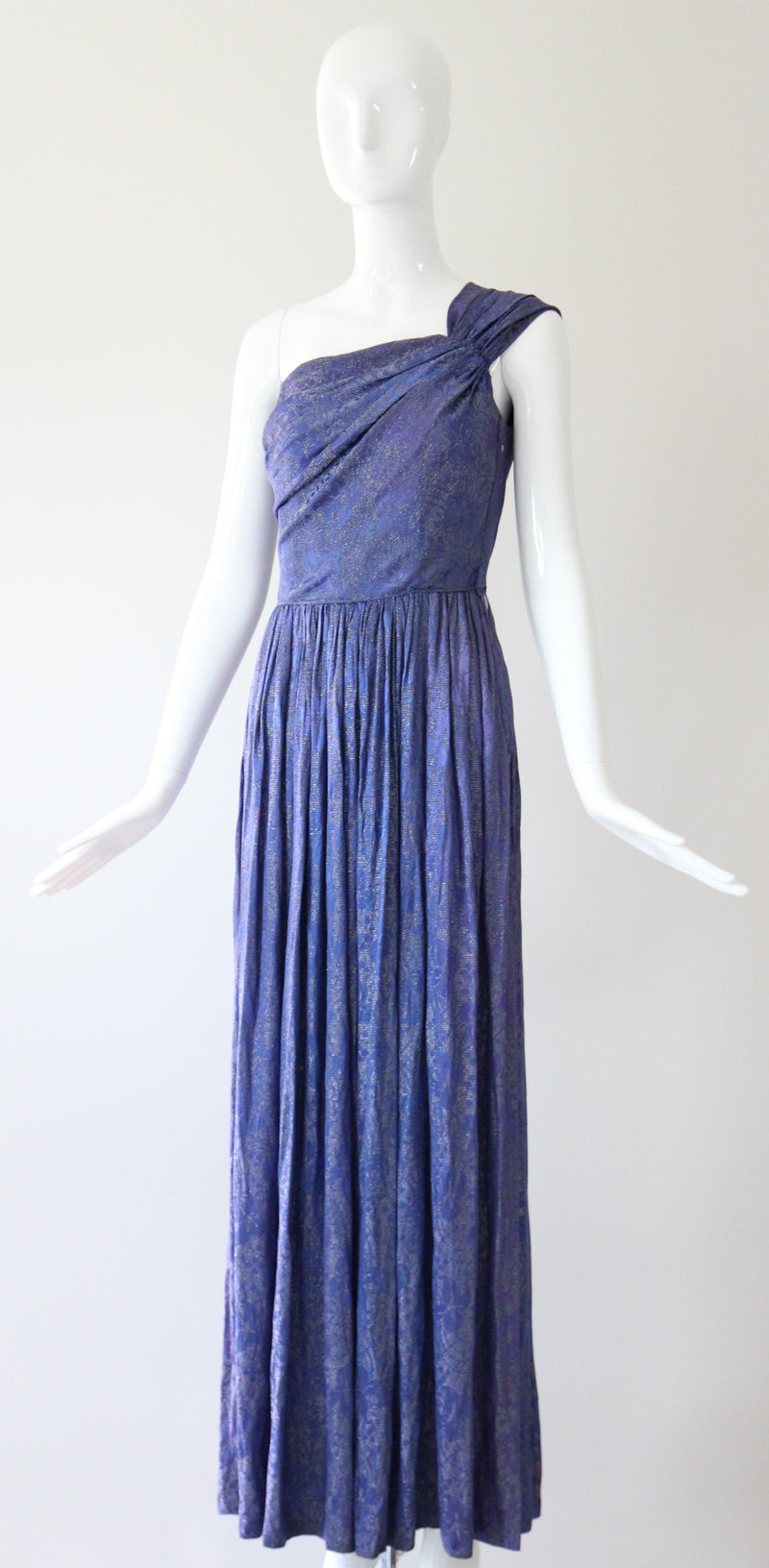 "Midnight Lamé" Vintage 1930's Midnight Blue Silk Lamé Evening Gown UK 8 US 4