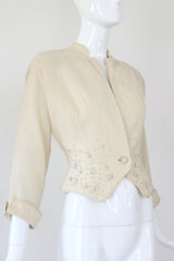 "Cream Wool & Rhinestones" Vintage 1940's Cream Wool Rhinestone & Pearl Jacket UK 8 US 4