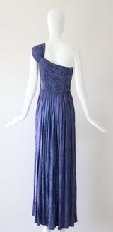"Midnight Lamé" Vintage 1930's Midnight Blue Silk Lamé Evening Gown UK 8 US 4