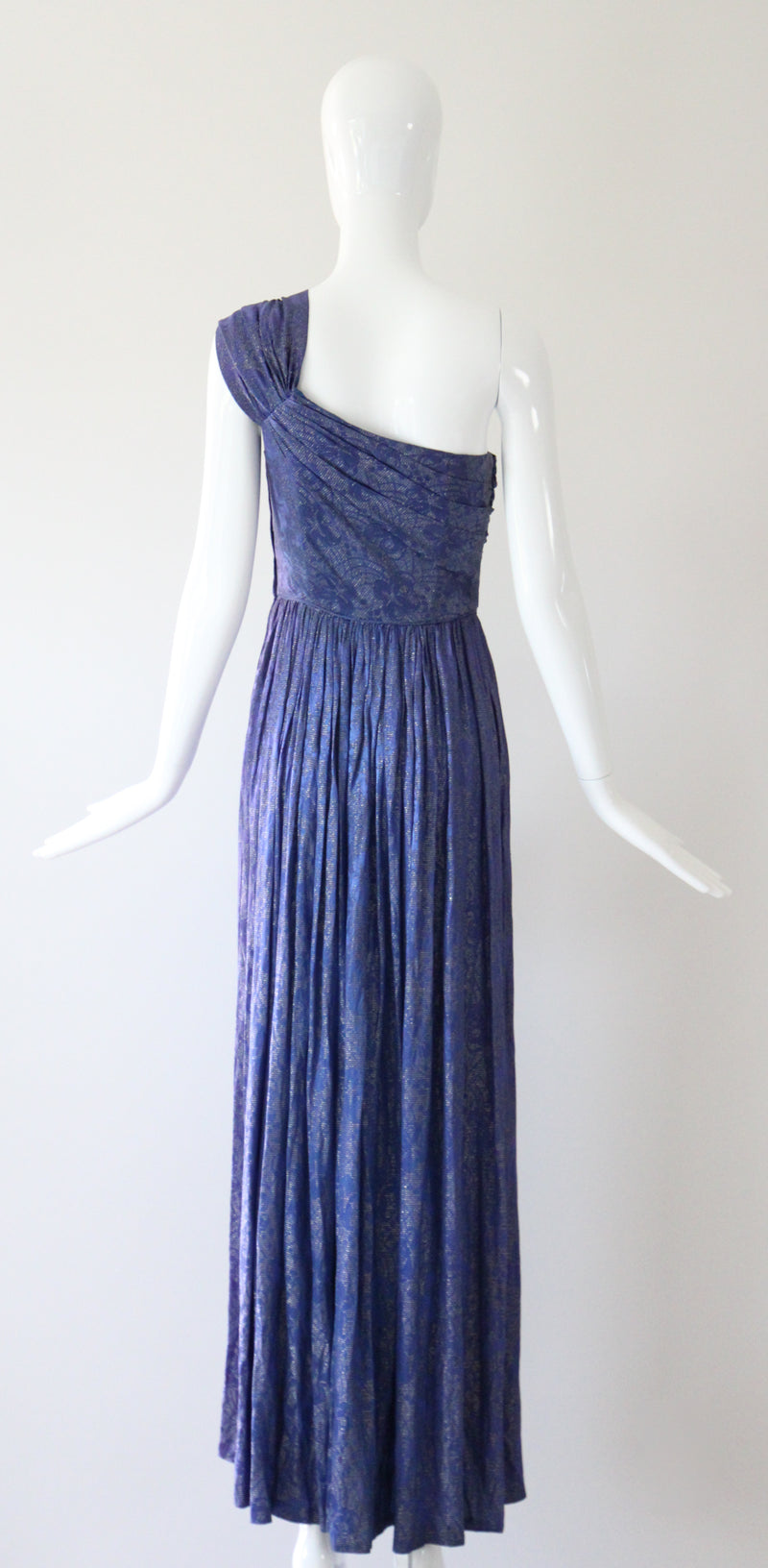 "Midnight Lamé" Vintage 1930's Midnight Blue Silk Lamé Evening Gown UK 8 US 4