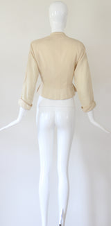 "Cream Wool & Rhinestones" Vintage 1940's Cream Wool Rhinestone & Pearl Jacket UK 8 US 4