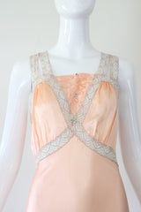 "Pastel Rosettes" Vintage 1930's Peach Pastel Rosette Gown UK 10 US 6