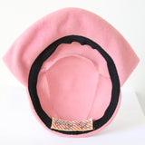 "Candy Pink Felt" Vintage 1940's Pink Felt & Pearl Tilt Percher Hat