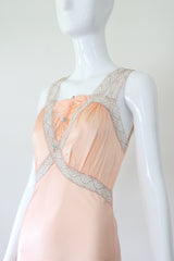 "Pastel Rosettes" Vintage 1930's Peach Pastel Rosette Gown UK 10 US 6