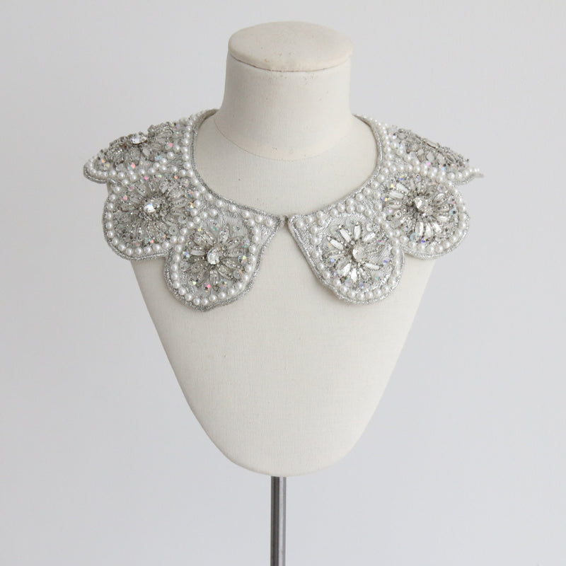 "Scalloped Rhinestones & Pearls" Vintage 1960's Embellished Statement Collar