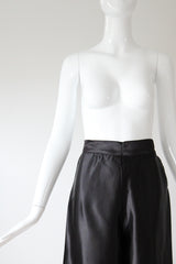 "Satin Loungewear" Vintage 1940's Black Rayon Satin Pyjama Pants UK 8 US 4