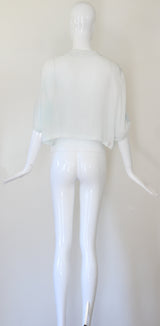 "Velvet Scattered Florals" Vintage 1930's Ice Blue Silk & Velvet Jacket UK 10-12 US 6-8