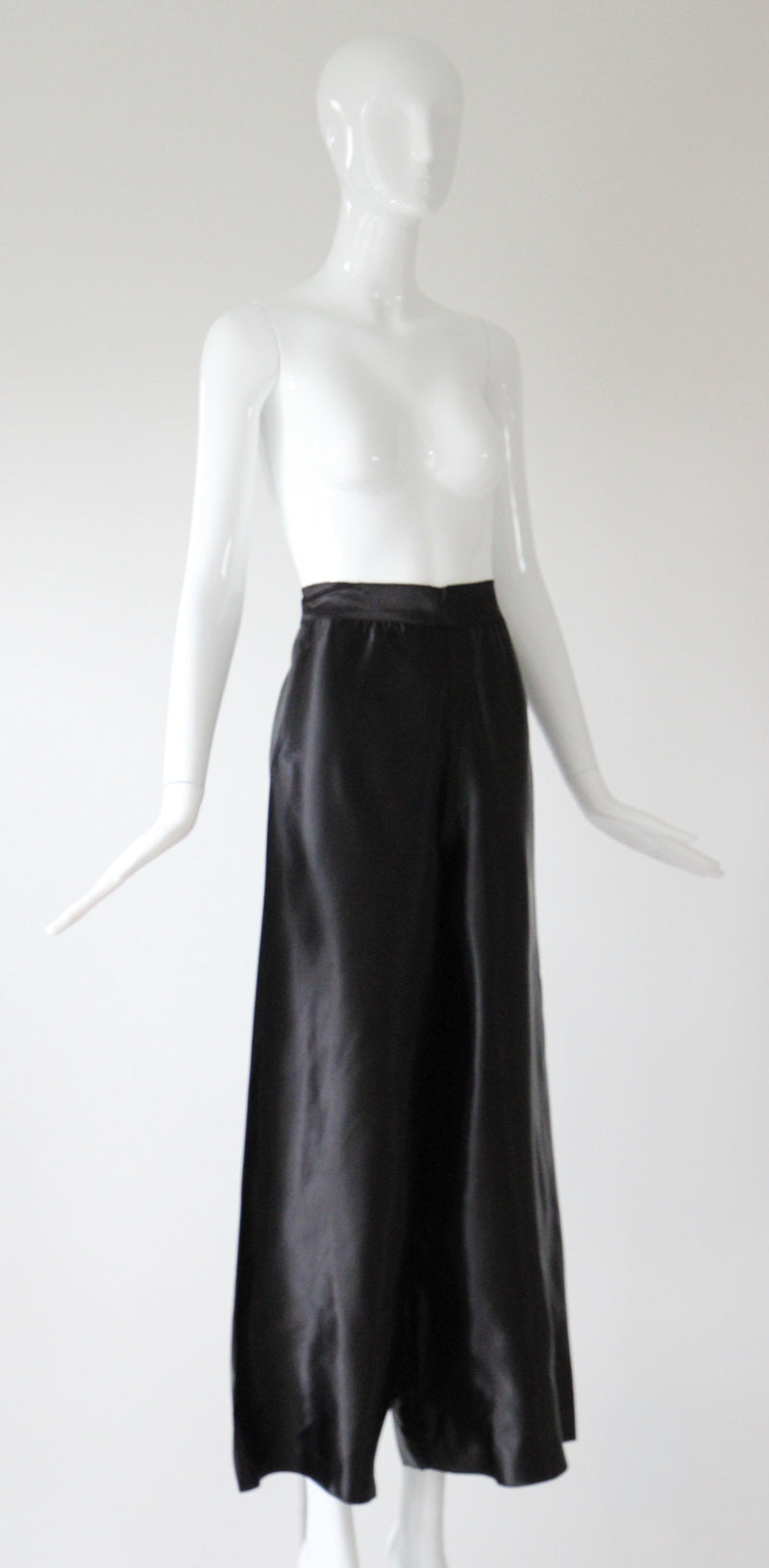 "Satin Loungewear" Vintage 1940's Black Rayon Satin Pyjama Pants UK 8 US 4