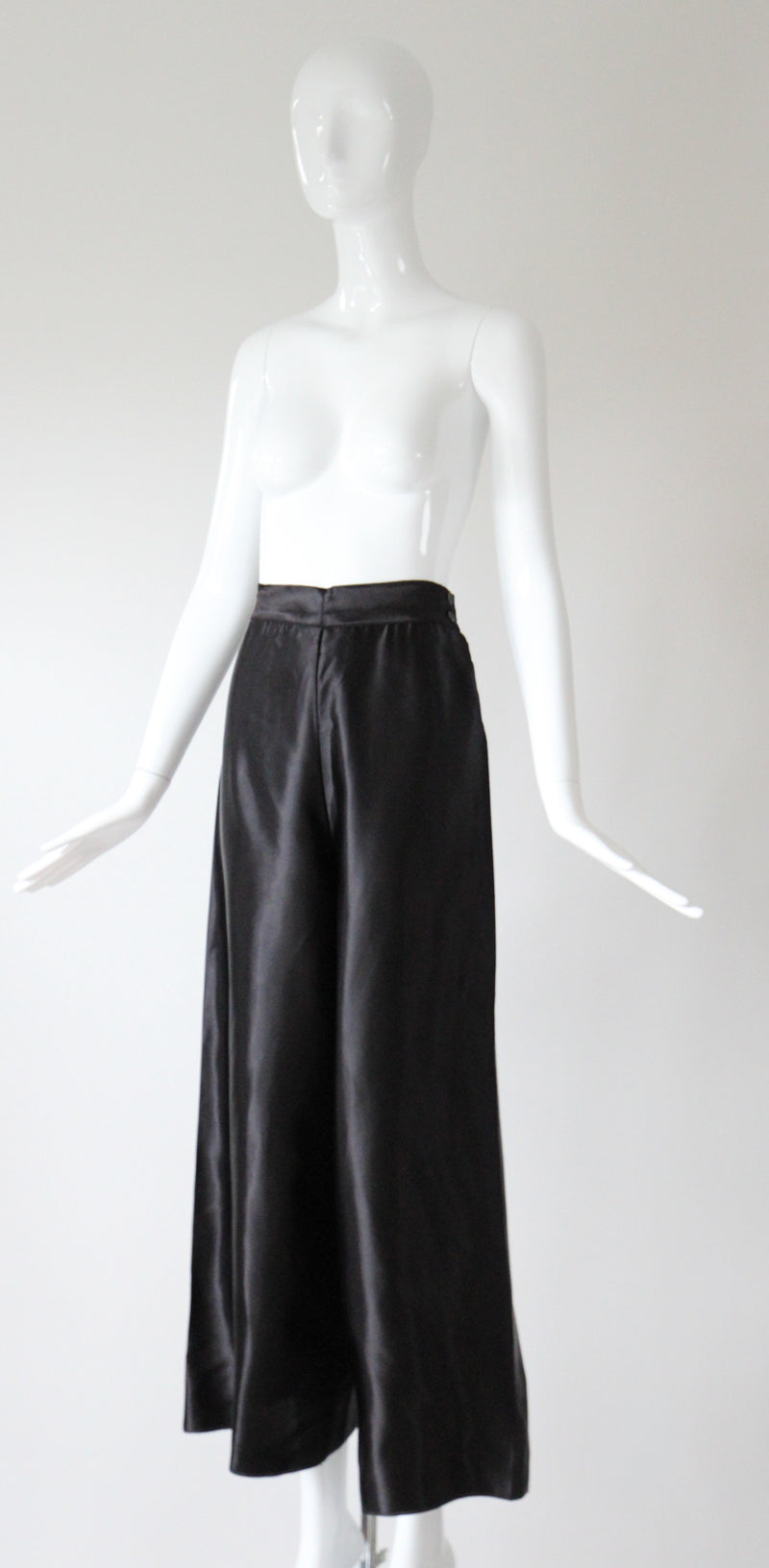 "Satin Loungewear" Vintage 1940's Black Rayon Satin Pyjama Pants UK 8 US 4
