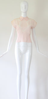 "Lace & Embroidery" Vintage 1940's Lace & Embroidery Embellished Blouse UK 10 US 6