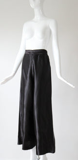 "Satin Loungewear" Vintage 1940's Black Rayon Satin Pyjama Pants UK 8 US 4