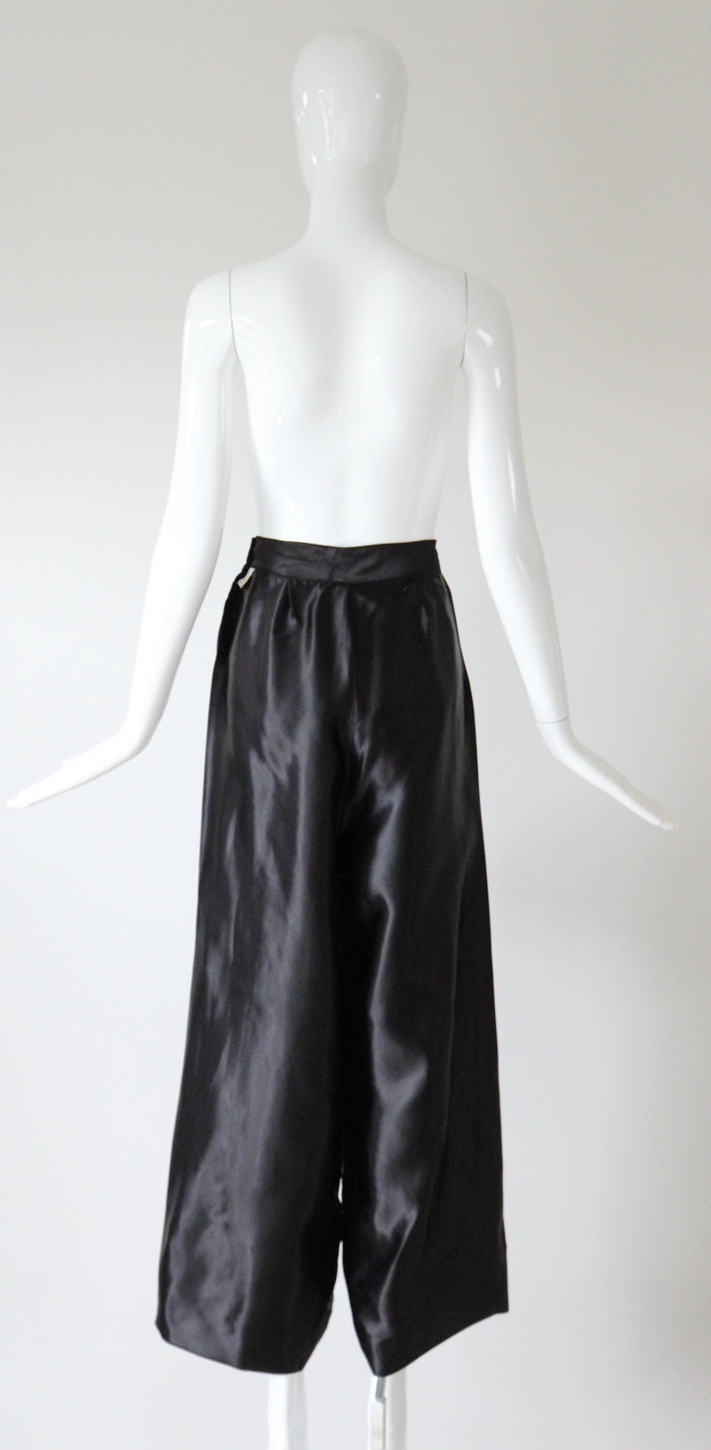 "Satin Loungewear" Vintage 1940's Black Rayon Satin Pyjama Pants UK 8 US 4