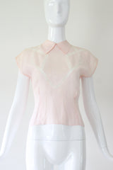 "Lace & Embroidery" Vintage 1940's Lace & Embroidery Embellished Blouse UK 10 US 6