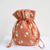 "Drawstring Seashells" Vintage 1950's Woven Straw & Seashell Handbag