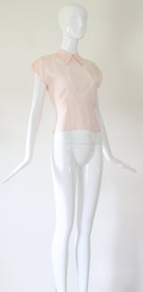 "Lace & Embroidery" Vintage 1940's Lace & Embroidery Embellished Blouse UK 10 US 6
