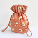 "Drawstring Seashells" Vintage 1950's Woven Straw & Seashell Handbag