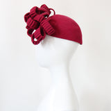 "Swirling Loops" Vintage 1940's Burgundy Felt Sculptural Looped Percher Hat