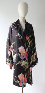 "Wild Irises" Vintage 1940's Wild Iris Floral Print Robe UK 10-14 US 6-10