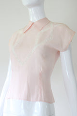 "Lace & Embroidery" Vintage 1940's Lace & Embroidery Embellished Blouse UK 10 US 6