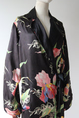 "Wild Irises" Vintage 1940's Wild Iris Floral Print Robe UK 10-14 US 6-10