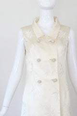 "Cream Silk Brocade" Vintage 1960's Cream Silk Brocade Longline Waistcoat UK 8 US 4