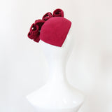 "Swirling Loops" Vintage 1940's Burgundy Felt Sculptural Looped Percher Hat