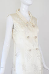 "Cream Silk Brocade" Vintage 1960's Cream Silk Brocade Longline Waistcoat UK 8 US 4