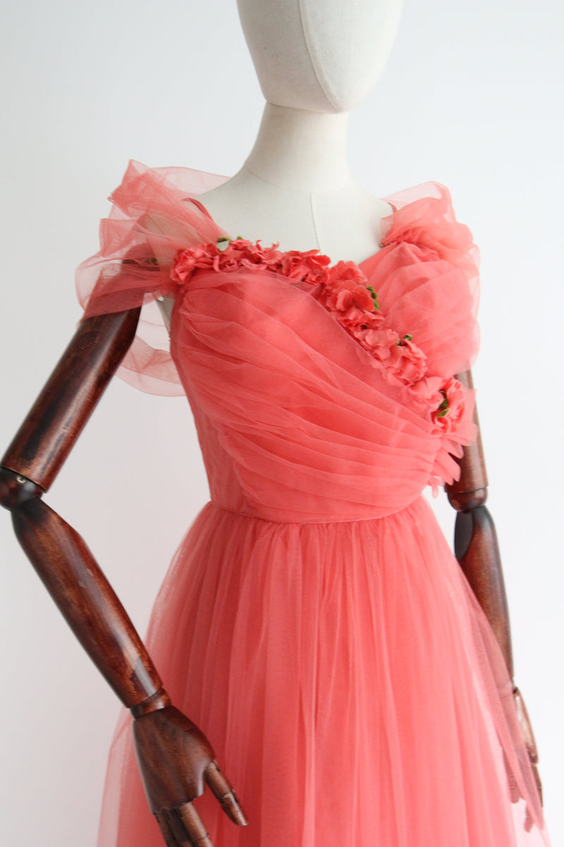 Coral Corsage & Tulle" Vintage 1950's Coral Tulle & Floral Corsage Dr Willow Hilson Vintage Coral Corsage & Tulle" Vintage 1950's Coral Tulle & Floral Corsage Dr Willow Hilson Vintage