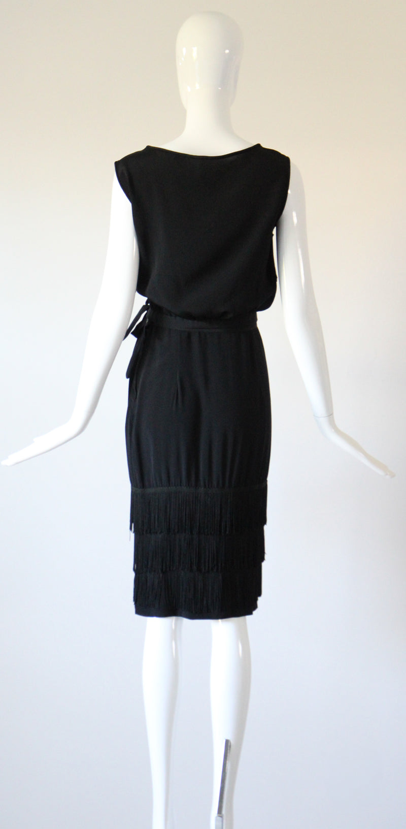 "Silk Fringing" Vintage 1950's Crepe Silk & Fringing Blouse & Skirt Set UK 6 US 2