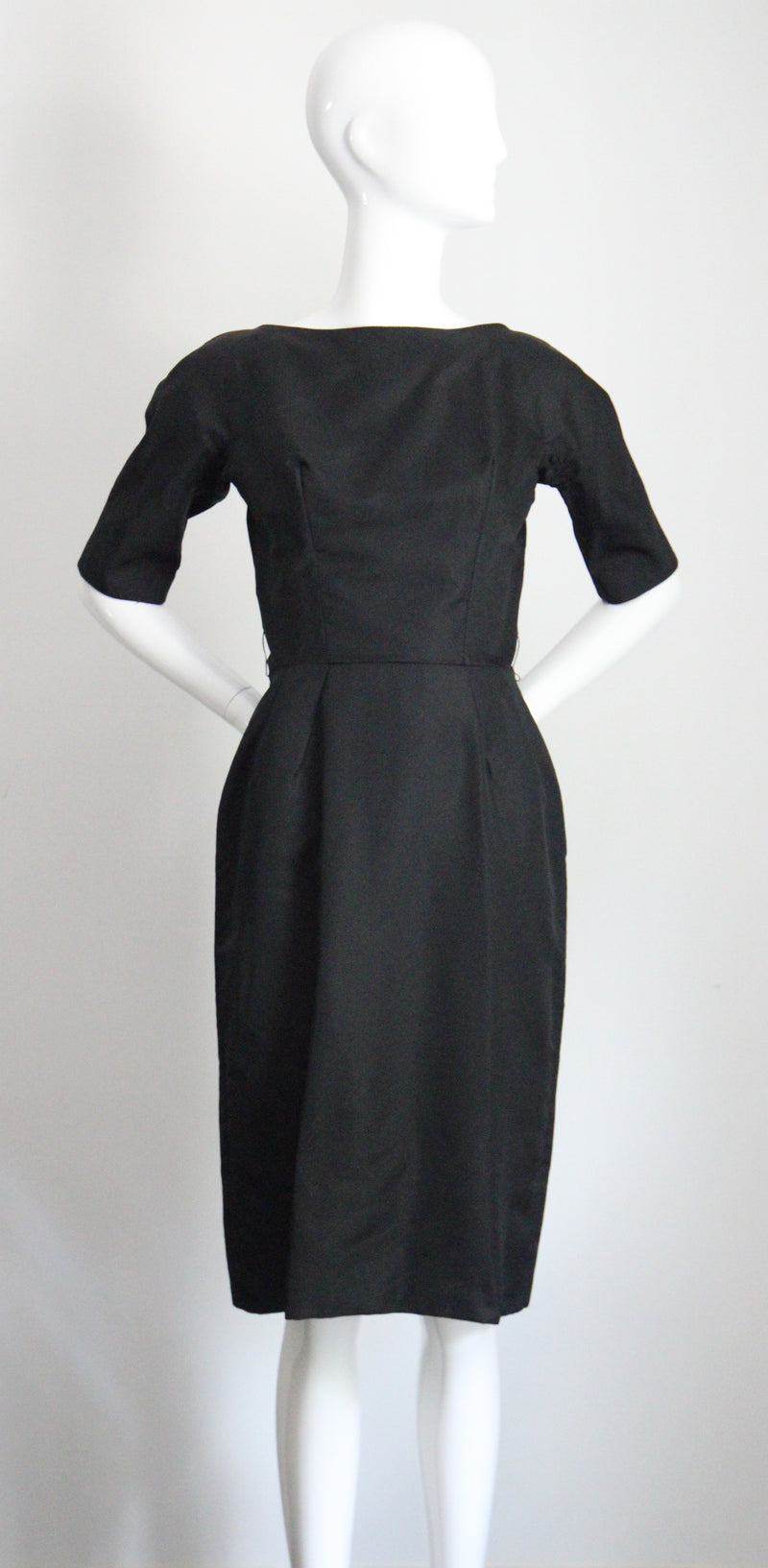 "Suzy Perette" Vintage 1950's Black Silk Suzy Perette Dress UK 6 US 2