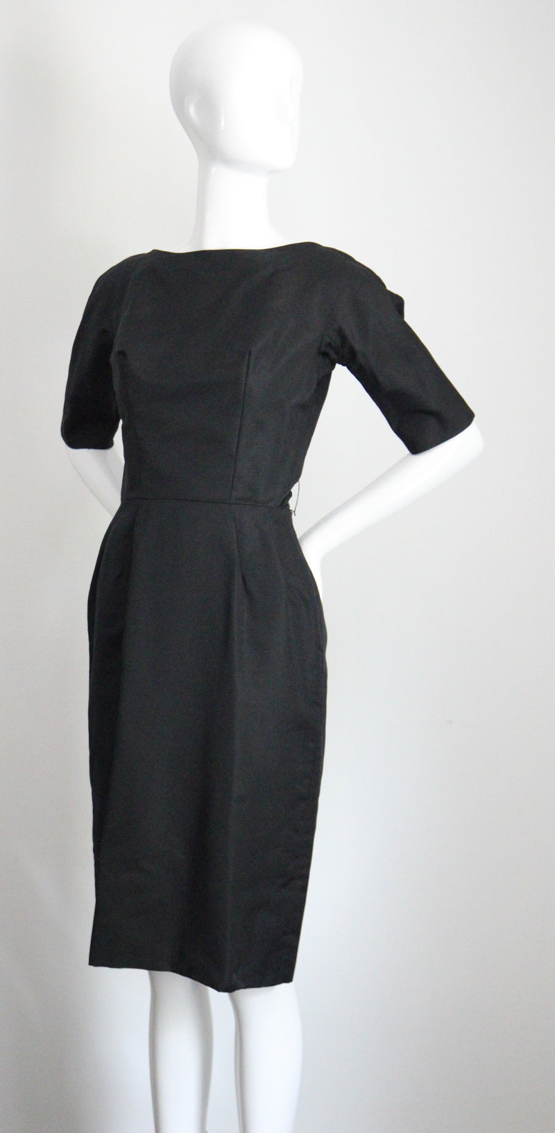 "Suzy Perette" Vintage 1950's Black Silk Suzy Perette Dress UK 6 US 2